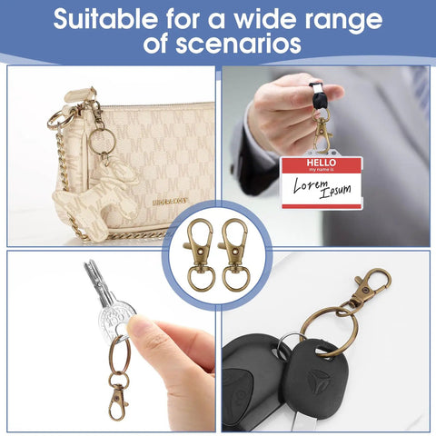 Heavy Duty Swivel Lobster Claw Keychain Clasps And 50 Piece One Inch Zinc Alloy Snap Hooks For Crafts Jewelry Making Dang Sturdy Bag Charms In Top Tier Bronze Finish shown in practical scenarios.