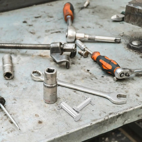 Beefy Heavy Duty Cotter Pin And Clevis Pin Kit In Steel Fasteners M8x35mm 3 Pairs And M10x35mm 3 Pairs With Anti Shift Design For Machinery Hydraulics Jacks Lawn Mowers Quick Release Pins on workbench