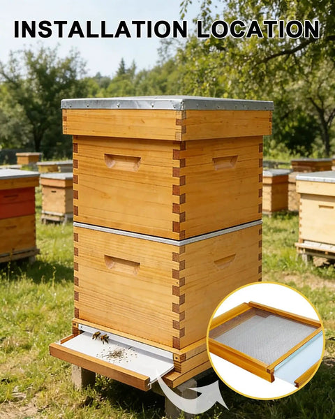Screened Beehive Bottom Board For 10 Frame Langstroth Hives With Beeswax Coated Solid Wood Base Easy Ventilation And Moisture Control