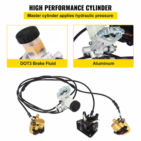 Go Kart Hydraulic Brake Master Cylinder Kit With Caliper Hose And Pad All In One Universal Brake System For 150cc Go Karts Durable Aluminum Master Cylinder DOT3 Fluid Ready For Easy Install
