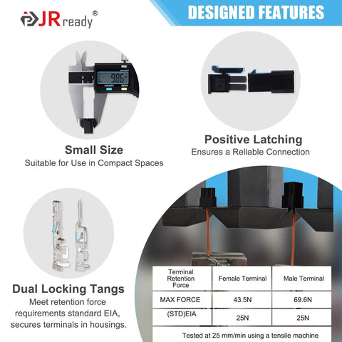 Micro-Fit 3.0 2 Pin Connector Kit Dual Row 2 Circuits Receptacle Housing Plug 3.0mm Pitch features diagram