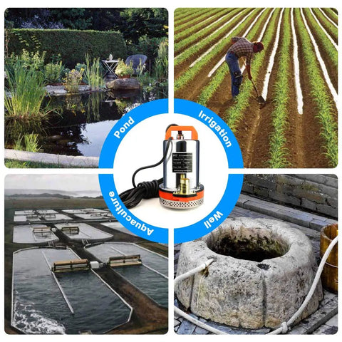 12V DC Solar Powered Water Pump For Farm And Ranch Submersible Well Pump With 1 Inch Barb Inlet 120W 20 GPM