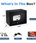 Heavy Duty Electronic Fingerprint Safe With Digital Touch Pad And Code Access, Includes Two Keys, Wall or Floor Mount, Black