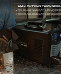Non Touch Pilot Arc Plasma Cutter With 50 Amp Power, Dual Voltage 110 And 220 Volt IGBT Inverter shown on metal table