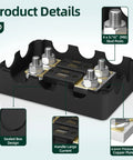 Beefy Heavy Duty Dual Fuse Holder Kit With 300A And Up To 1000A Capacity Waterproof Marine Grade, showing internal components.
