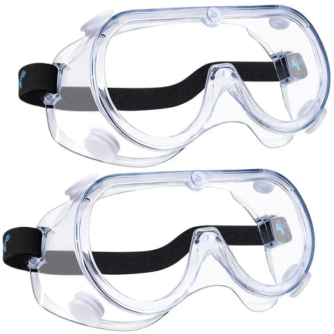 Anti-Fog Safety Goggles For Lab And Industrial Use HD Clear Eye Protection ANSI Z87.1 Approved 2 Pack with black straps