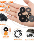 143-Piece Flat Rubber Washers Assortment Kit With 10 Sizes From 7Mm To 30Mm For Screws Hoses Tap Fittings Pipes Shower Hoses And Garden Bolts Diy Go-To Home Repair Must-Have shown in hand with various sizes and features like fire protection