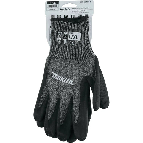FitKnit Cut Level 7 Nitrile Dipped Work Gloves With Superior Grip ANSI A7 Cut Puncture 4 Flexible FitKnit Comfort Gray Black Large X Large US For Tough Jobs, front view.