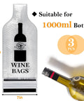 Travel Wine Bags 3 Pack Reusable Bottle Sleeves With Triple Leakproof Protection And Shock Absorbing Bubble Padding shown
