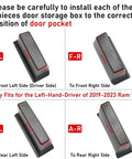 Installation guide for Ram 1500 Door Side Organizer Tray 4 Piece Set With White Line Mats for 2019-2026 LHD models