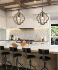 Farmhouse Wood Pendant Light for Kitchen Island with Adjustable Chain 1 Light Rustic Hanging Fixture in modern kitchen setting