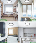 4 Pack 9 Inch LED Flush Mount Ceiling Lights Black, 24W Round Flat Fixture, installed in bedroom, balcony, bathroom, kitchen