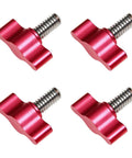 4Pcs 1/4-20 X 1/2 Inch Thumb Screws Paired With Red Anodized Aluminum Tee Wing Knobs for easy assembly and secure fastening.