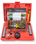 Heavy Duty Tire Repair Kit For Cars, Trucks, Motorcycles, And ATVs Complete Flat Fix Plug Set With Storage Case displayed open