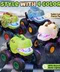 Remote Control Dinosaur Monster Truck For Kids Ages 4 7 8 12 With 50 Minutes Plus Runtime LED Lights Spray Effect 360 Degree Spin