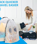 Waterproof Travel Drawstring Shoe Bags 5 Pack Clear Shoe Organizer for Shoes And Gear 15.7 by 11.8 Inches with clothes