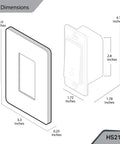 Dimensions diagram of Three Way Smart Light Switch Kit With Neutral Wire, 2.4GHz WiFi, Works With Alexa And Google Home, UL Listed.