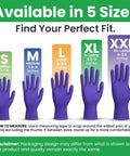 Purple nitrile disposable gloves in five sizes S, M, L, XL, XXL