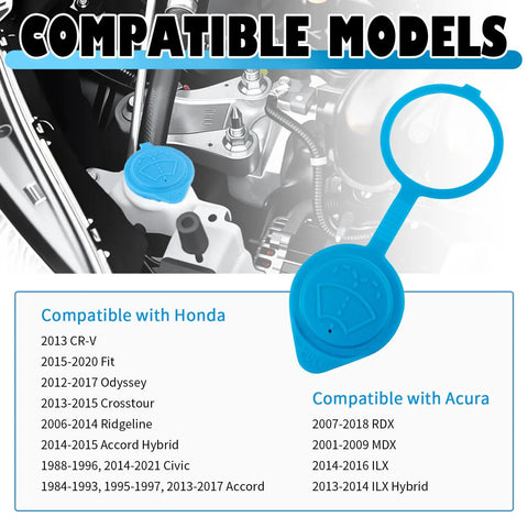 Leak-Proof Windshield Washer Fluid Cap OEM 38513-SC4-672 for Honda Civic Accord and Acura RDX ILX compatibility chart