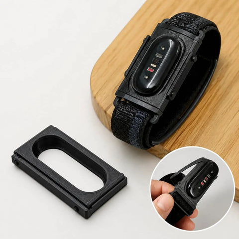 Dual Device Band Adapter Frame For Air To 5.0 Wearables With Interchangeable Nylon Elastic And Silicone Straps For All Day Comfort No Fuss Fit Flexible Arm Placement And Interference Free Monitoring black PLA wristband bracket