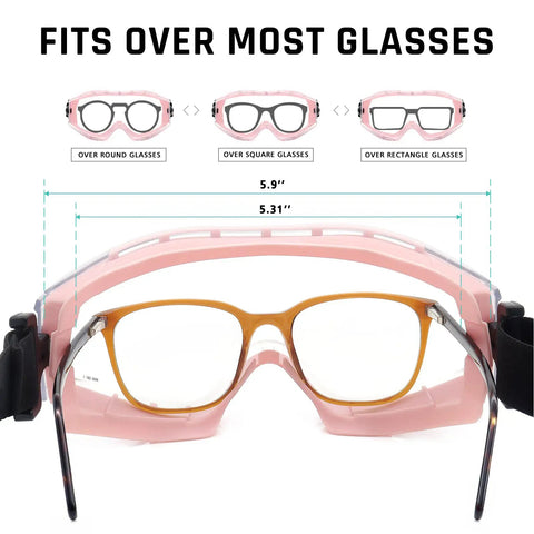 Over Glasses Safety Goggles With Anti Fog Clear Lens, ANSI Z87.1 Eye Protection, hydrophilic coating, fits over eyeglasses
