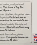 Warning label for Winter US Army Bolt Action Starter Army Set with age restriction and safety information in multiple languages.