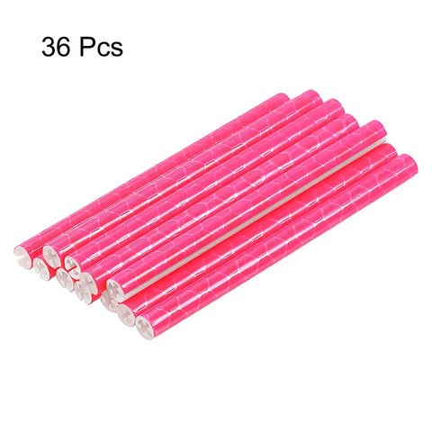 36 Pack Reflective Spoke Skins For Bikes 0.2 Inch Plastic Spoke Reflectors in pink shown in a bundle on white background