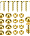 Hella Durable Gold Brass Decorative Screws With Rust Resistant Caps For Super Easy Furniture Upholstery And Mirror Mounting, 8 pieces.