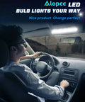 Driver using 12V White BA9S LED Bulb For Car Interior Lights in dashboard area, highlighting bright illumination.