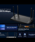 Archer BE230 WiFi 7 Router With Dual Band And 4x Streams, 2x 2.5G Ports And 3x1G Ports, USB 3.0, 2.0 GHz Quad Core, shown front view