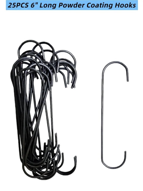 Heavy Duty Powder Coating Hooks Kit 25 Pc C Shape Hooks For Painting And Grid Brackets, 6 Inch Length, Durable Steel Construction