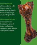 Real Chewz Pork Femur Bone Dog Chew 6 To 8 Inches Oven Baked Single Ingredient All Natural No Preservatives Additives