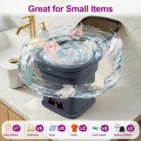 No Sweat Portable Washing Machine 18 Liter Foldable Mini Laundry Tub with clothes washing in water