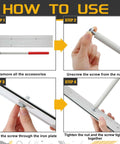 Steps to assemble 15 Inch Sheet Metal Bender Tool for HVAC Ductwork and Standing Seam Roofing Panels, showing screw tightening process.