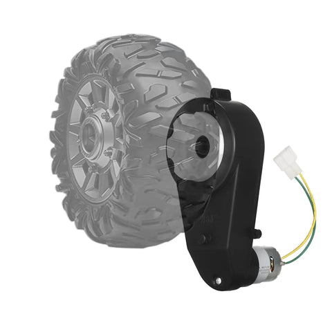 Two Pack 12V 40000 RPM High Speed RS550 Motor Gearbox For Kids Ride On Cars easy install shown with wiring and plastic housing