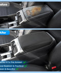 Before and after of Center Console Cover With Waterproof Leather Armrest Pad For Hyundai Tucson 2022 2023 2024 2025 2026 SE SEL XRT N Line Limited Accessories Cushioned Comfort Easy Install