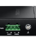 Heavy Duty 95 Watt Gigabit PoE Plus Plus Injector Rock Solid Power Over Ethernet Adapter showing four pin terminal block connections.
