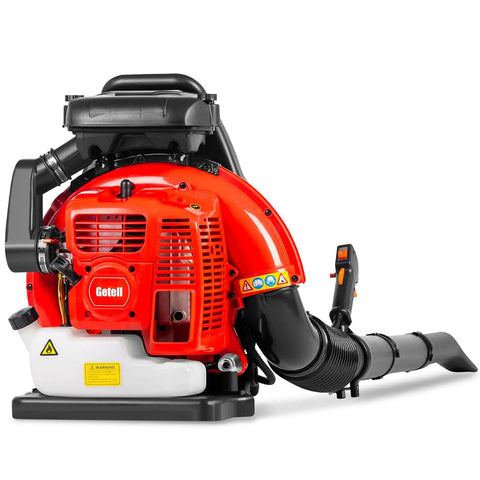 Professional Gas Powered Backpack Leaf Blower With 2 Stroke 63cc Engine Delivers 665 CFM Airflow shown in side profile