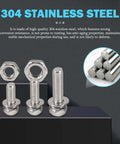 304 stainless steel bolts and nuts showcasing corrosion resistance.