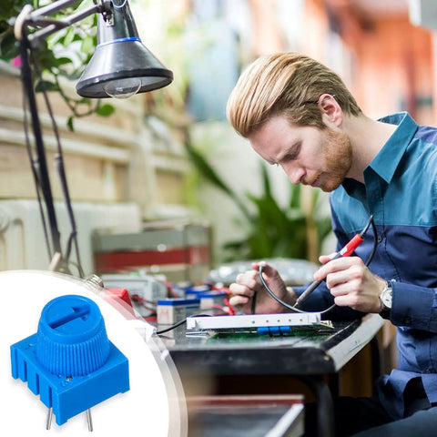 24 Piece 10K Ohm Trim Potentiometer Kit With Blue Knobs For Breadboards And Prototyping DIY Friendly Variable Resistors