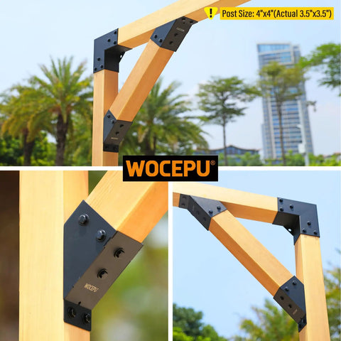 Beefy 4 Pack 45 Degree Angle Support Brackets For 4X4 Posts 3.5X3.5 Inch Outdoor Pergolas Gazebos Decks Porches Cabins Frosted Black Stainless Steel Waterproof Heavy Duty Kit With 304 Screws