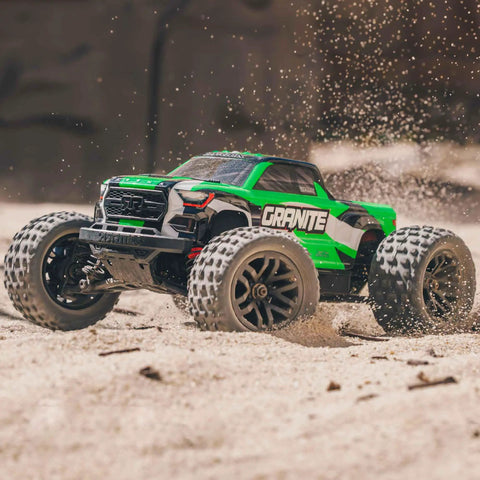 1/18 Scale Granite GROM Mega 380 Brushed 4x4 Monster Truck RTR Ready To Run With Battery And Charger Green Enclosed Drivetrain