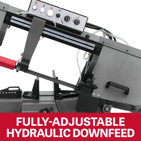 9 By 16 Inch Metal Cutting Horizontal Band Saw With 1.5 HP Motor 115 Or 230V Single Phase Built For Tough Materials And Workhorse Performance Self Propelled Blade Brush Extends Blade Life