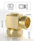 90 Degree Hose Elbow With 360 Degree Swivel 3/4 Inch GHT Garden Hose Connector And Adapter Solid Brass Water Hose Fittings For RV Outdoor Faucet Spigot No Fuss Install Easy Hookup 1 Pack, brass elbow