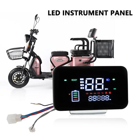 48V To 72V Digital Speedometer Display Panel For Electric Scooters And E Bikes With MPH Readout shown with e-bike