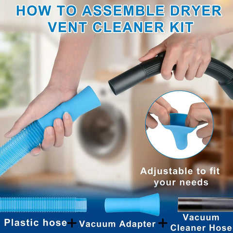 4-Piece Dryer Vent Cleaner Kit With Flexible Vacuum Hose Lint Trap Brush Appliance Brush Pro Cleaning Tools assembly guide