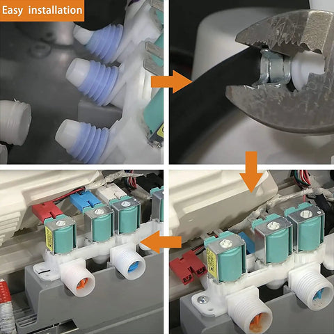 Genuine DC97-15459G Washer Water Inlet Valve Replacement installation process for front load washers with mounting bracket.