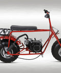 Side view of red mini bike with Exhaust Muffler Kit For Predator 212cc And 196cc 224cc Engines Plus Coleman Ct200u Ex Bt200x GX200