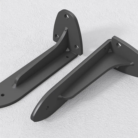 Heavy Duty Wall Mounted Shelf Brackets 2 Pack Black Iron Metal L Shape Floating Supports For Diy Open Shelving Includes Hardware on white background.