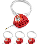 Lockout Tagout Safety Cable Lock, 4 Pack Adjustable Steel Wire Padlock, vinyl coated red padlocks with steel cable.